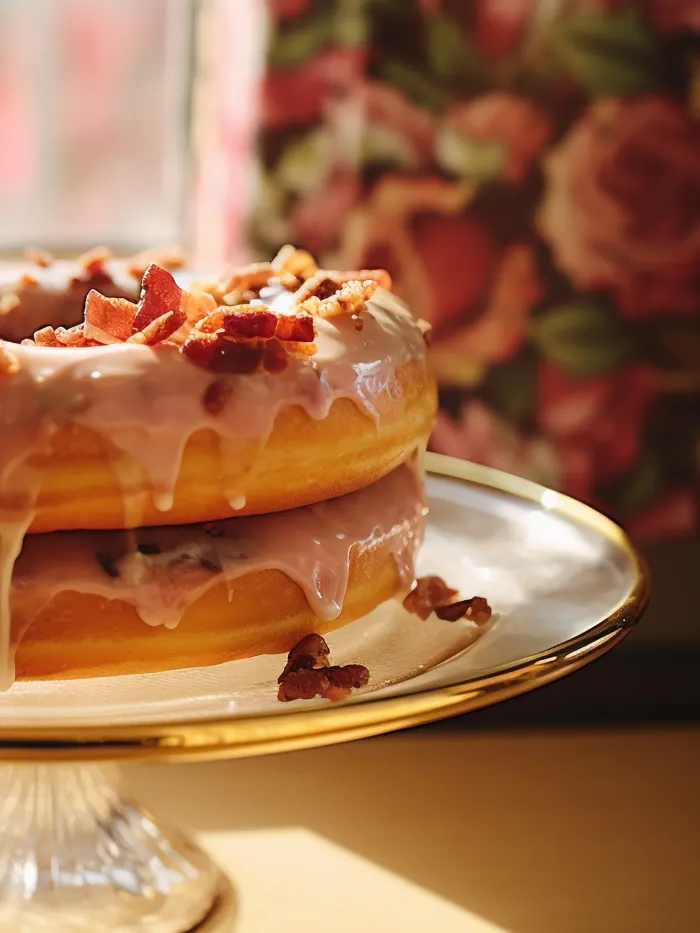 Photo appétissante de beignets avec un glaçage au bacon